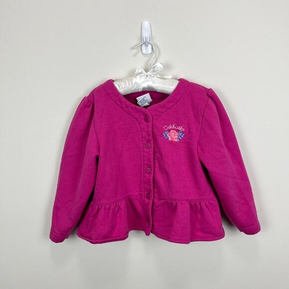 Vintage OshKosh B'gosh Girls Pink Cardigan Sweatshirt 6 USA - Picture 1 of 9